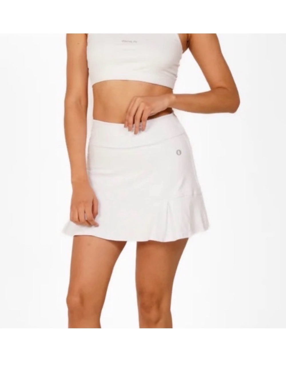 White A-Line Athletic Mini Skirt with Flared Hem